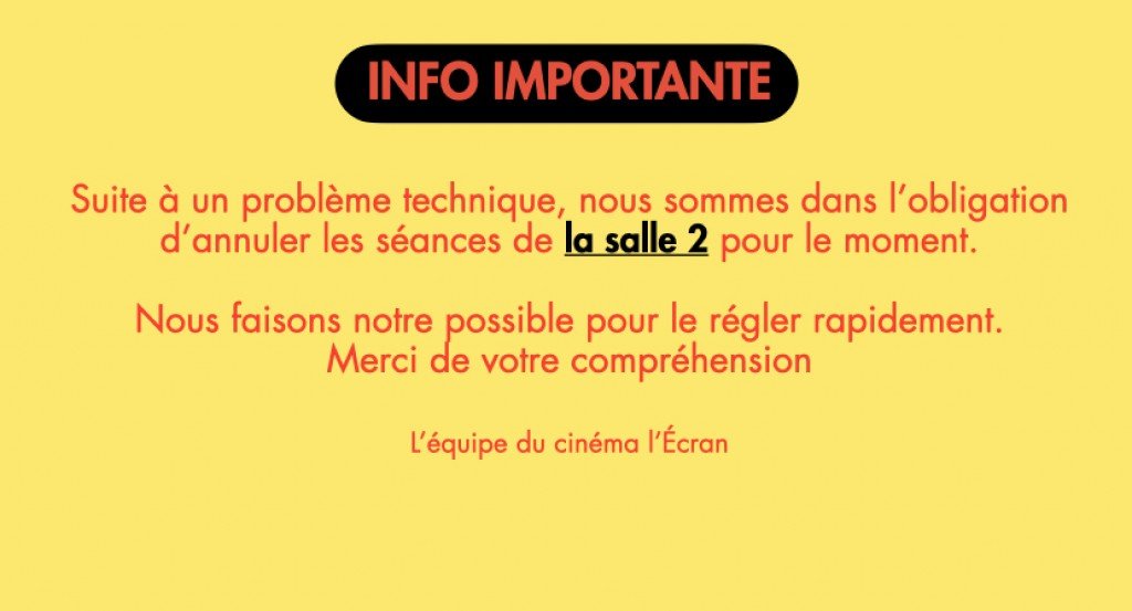 actualité SOUCIS TECHNIQUE SALLE 2