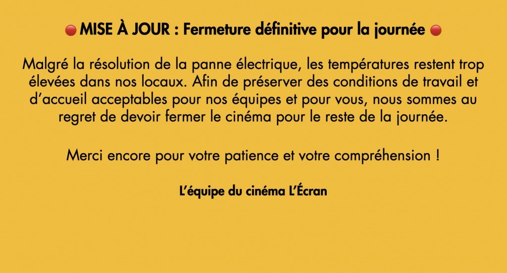 actualité FERMETURE